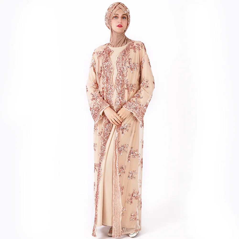 Abaya мусульманское длинное платье для девочки вышивка блестками полное платье кардиган длинные халаты Jubah кимоно Рамадан Арабский исламский одежда SL1131