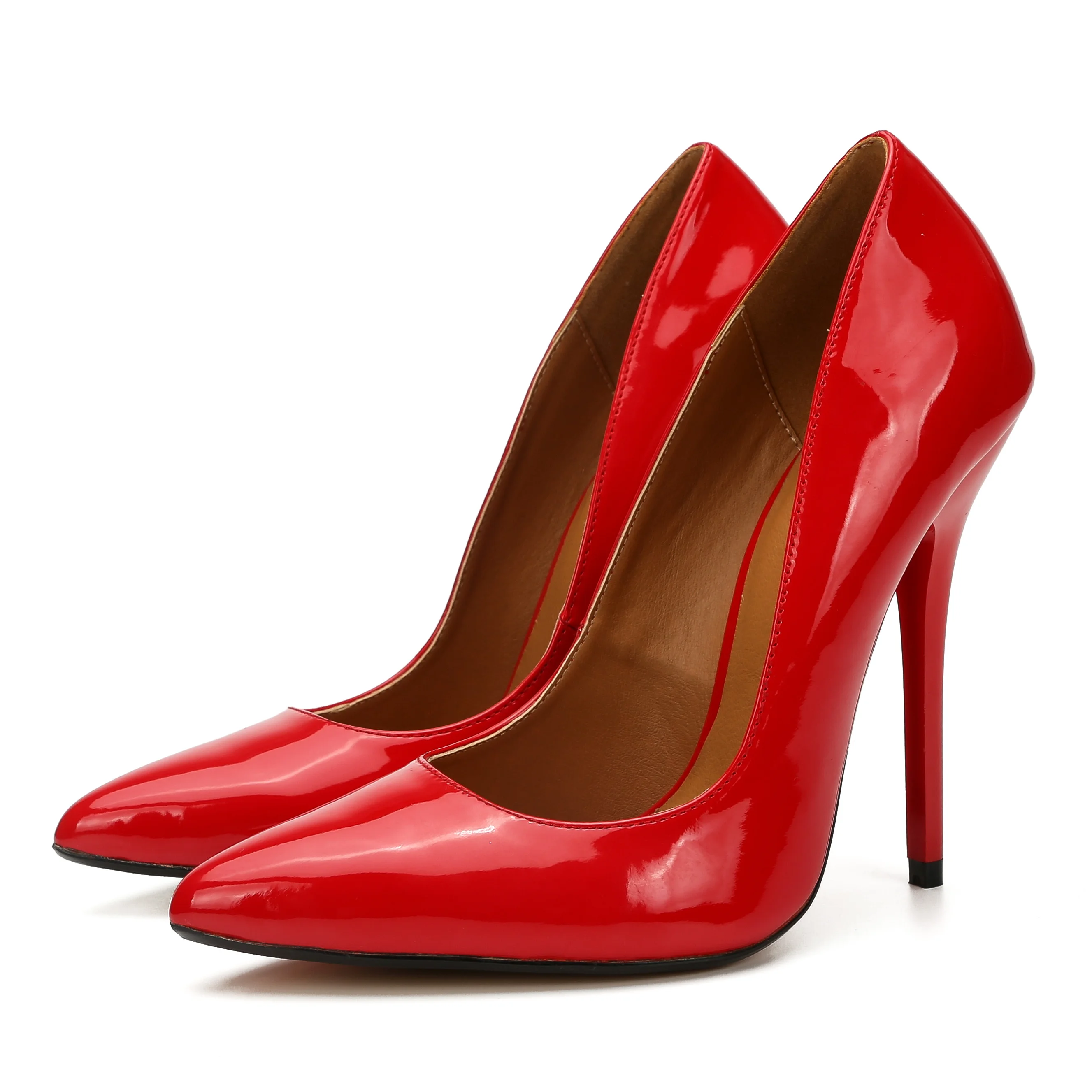 LLXF/Большие размеры: 40-45, 46, 47, 48, 49; стиль; женские красные модельные туфли на тонком металлическом каблуке 14 см; кожаные туфли-лодочки с острым носком для костюмированной вечеринки