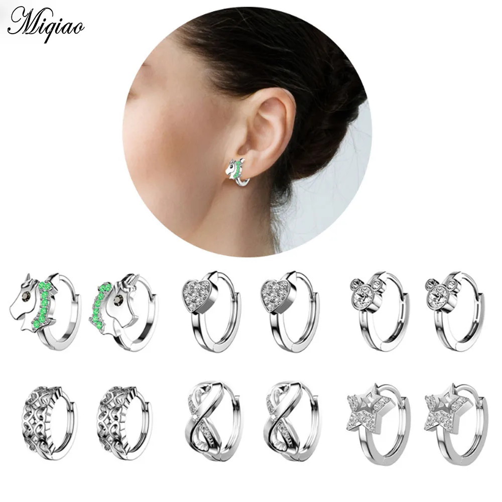 

Miqiao 2 Pcs Heart-shaped Smooth Peach Heart Five-pointed Star Horse Head Figure 8 Earrings New Button Earrings Hot Sale