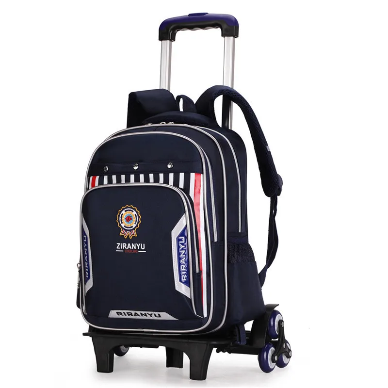 Колеса съемный школьный рюкзак-тележка 2/6/большой емкости детские школьные сумки для мальчиков Дети Съемный Mochilas Escolares - Цвет: 6 wheels dark blue