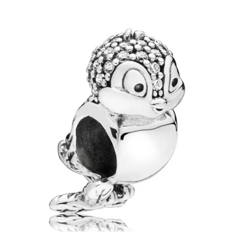 

Genuine 925 Sterling Silver Bead Charm Sparkling Snow White's Bird With Crystal Beads Fit Pandora Bracelet & Necklace Diy Jewelry