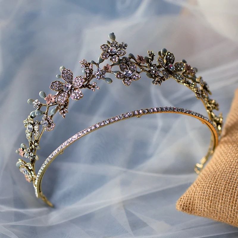 Tiara De Boda Con De Imitación, Diadema Nupcial De Cristal, Corona De