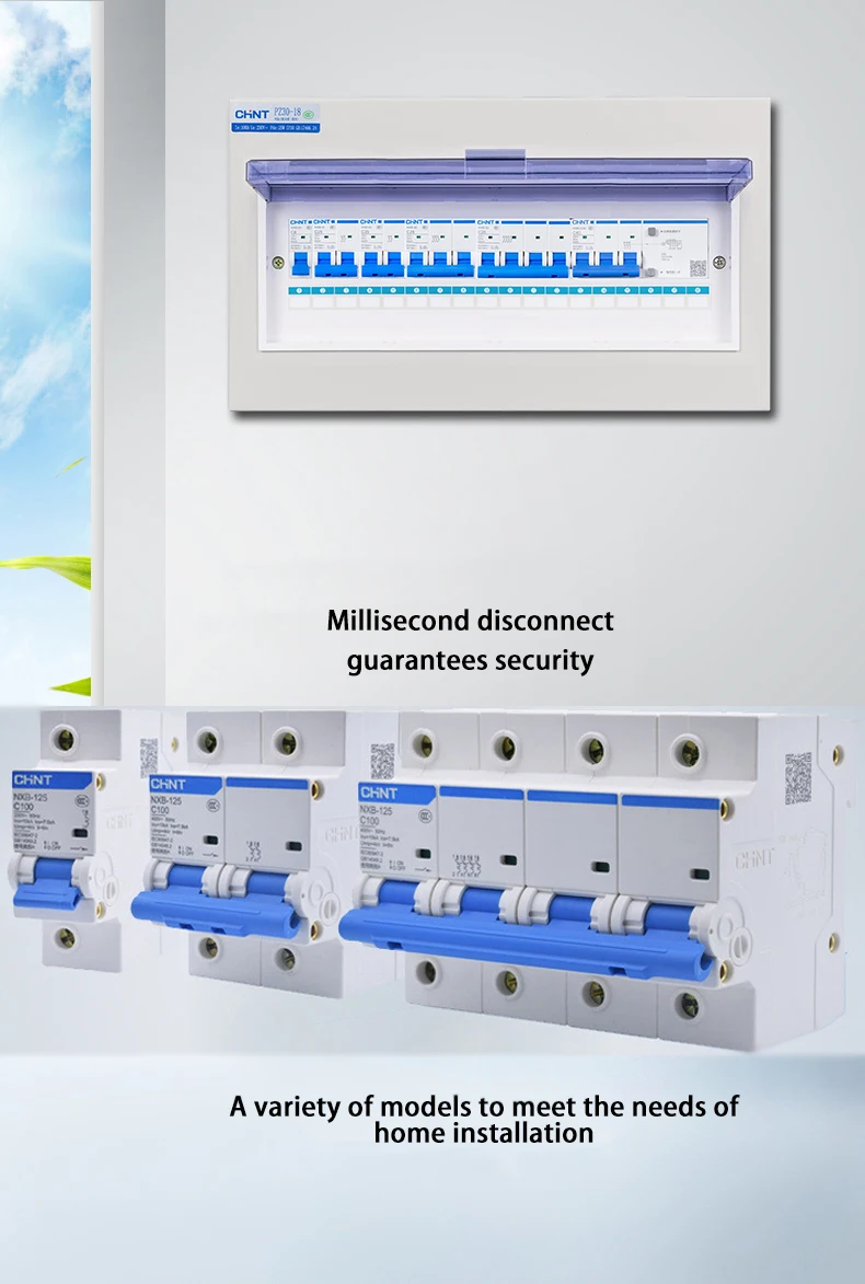 CHINT NXB-125 1P воздушный выключатель AC 230/400 В 63 80 100 125А защита от короткого замыкания DZ158 Тип c защита от перегрузки