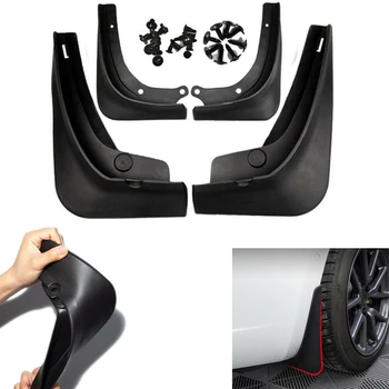 

Car Mud Flaps Splash Guard Mudguard for 2016-2019Tesla Model 3 & Fixing Screw Bright Black