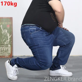

Oversized jeans fat 300 pounds extra large fat PANTS Big men 160kg thin Spring waist trousers summer 6XL 7XL 8XL 60 big Szie