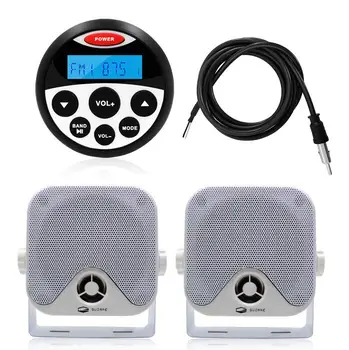 

Marine Stereo Boat Audio Bluetooth Radio Receiver MP3 Player+4" Waterproof Speaker+FM Hidden Antenna For Motorcycle RV Golf Cart