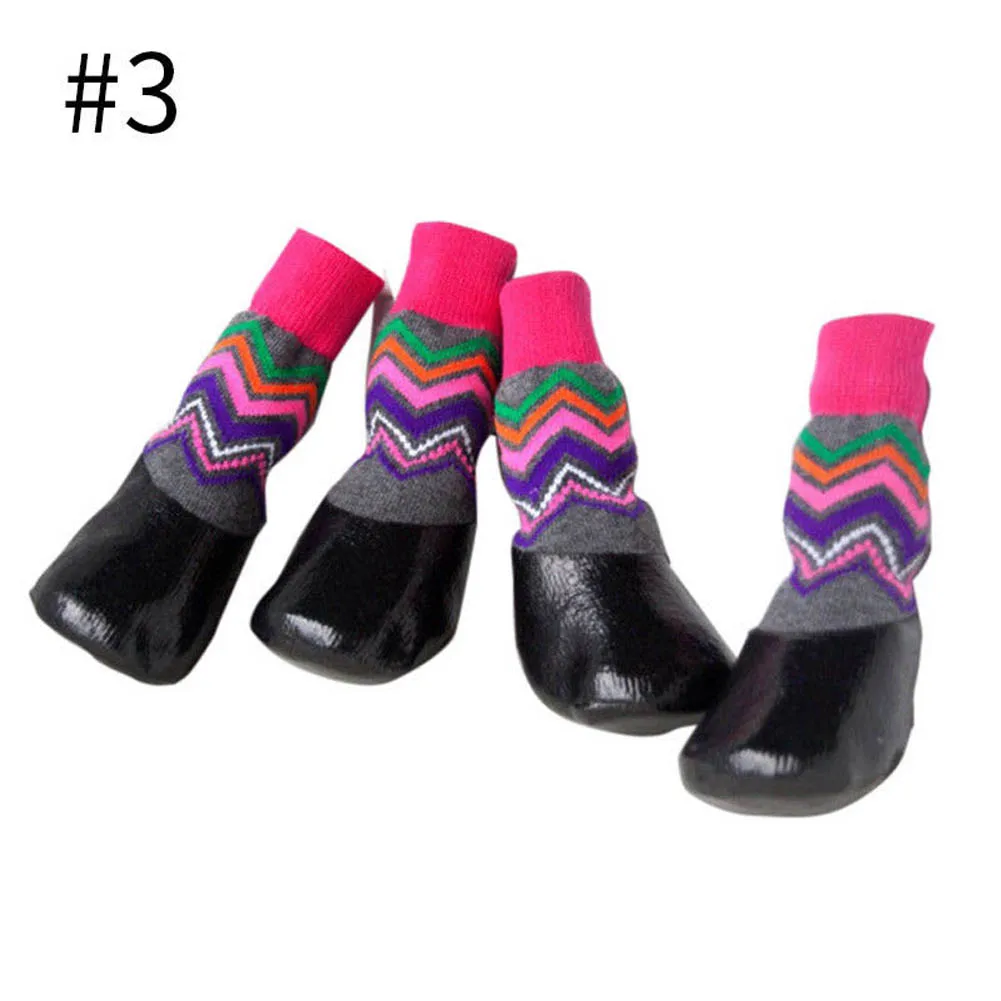 4 шт. Обувь для собак, ботинки, водонепроницаемые носки, Нескользящие уличные носки для щенков JS21 - Цвет: 3