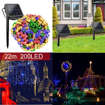 

Outdoor 72ft 200 LED 8 Modes Solar String Lights Solar Christmas Lights Waterproof Solar Fairy Lights for Garden Party Christmas