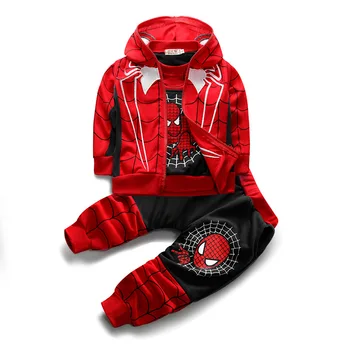 

Kids Clothes New Children Tacksuit Boys Spring Autumn Cartoon Spiderman 3pcs Clothing Set Hoody Vest Shirt Pants sport suit