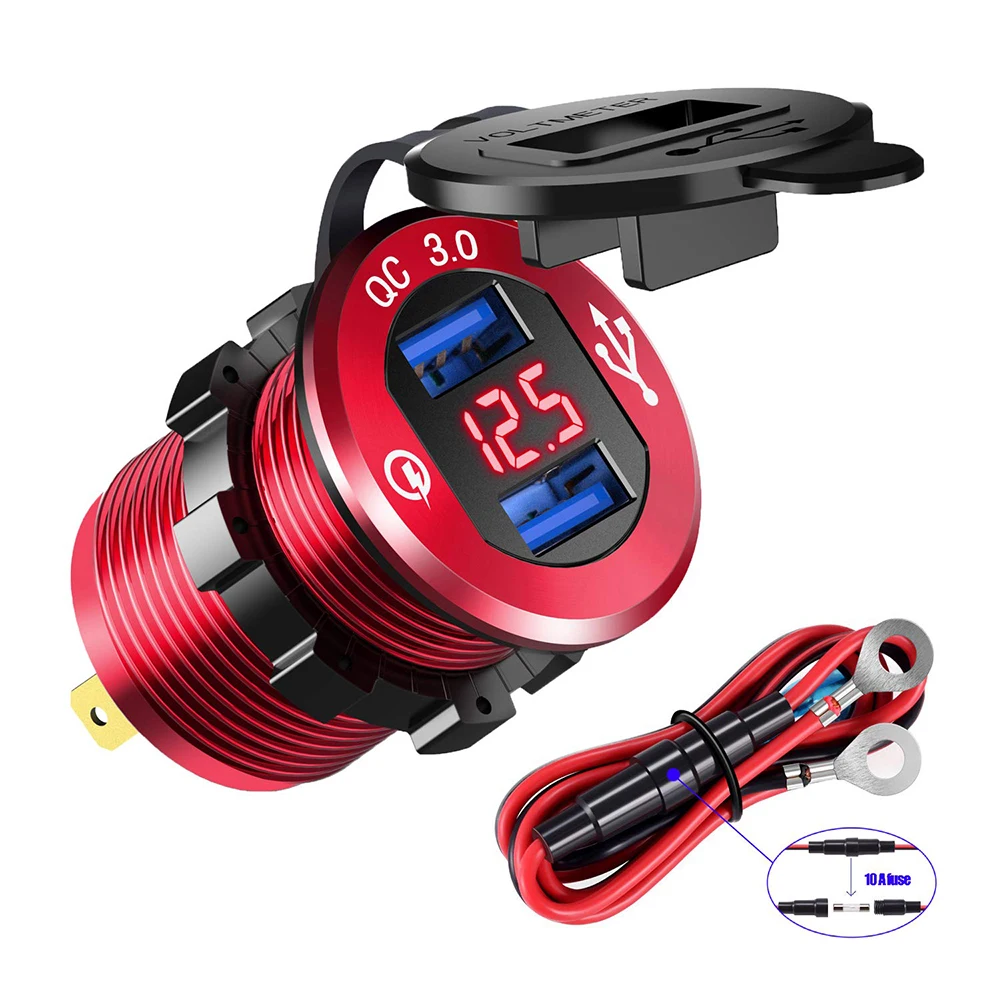 

Car Accessories 12V Car Cigarette Lighter Socket Touch Button 3A Dual USB Car Charger Adapter Recessed Auto USB Charger QC 3.0
