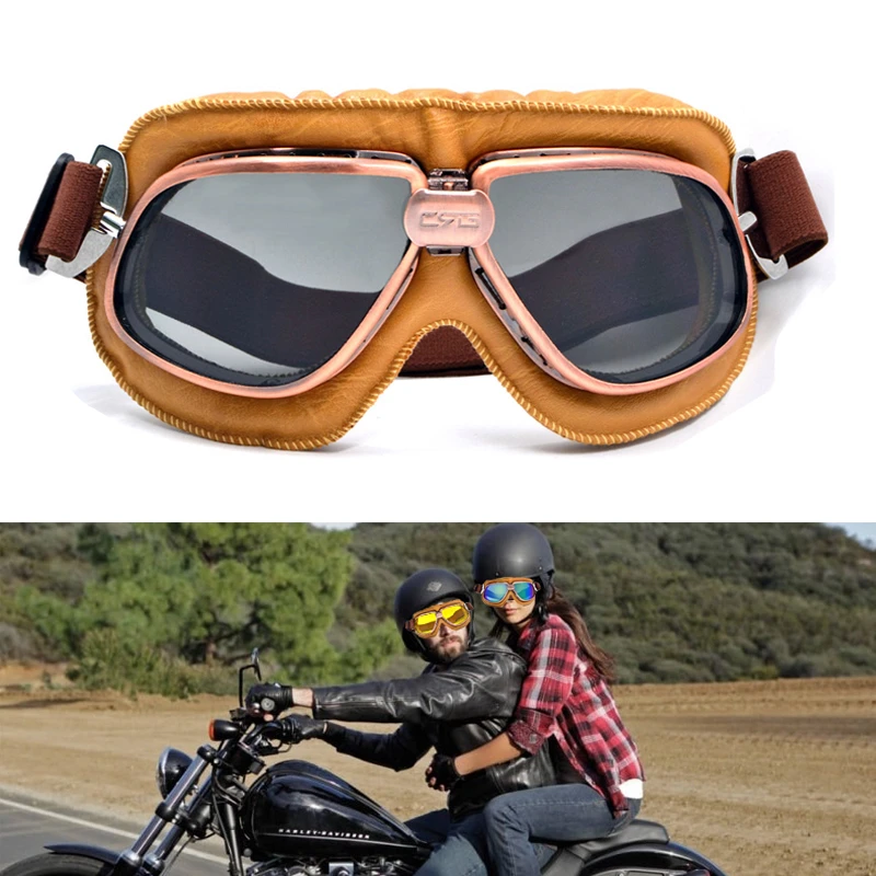 Vintage Motocross Brille Pilot Cruiser fliegen Brille leder Motorrad Brille  atv Retro Helm Für Radfahren Pit bike Brillen|Motorrad-Brillen| - AliExpress