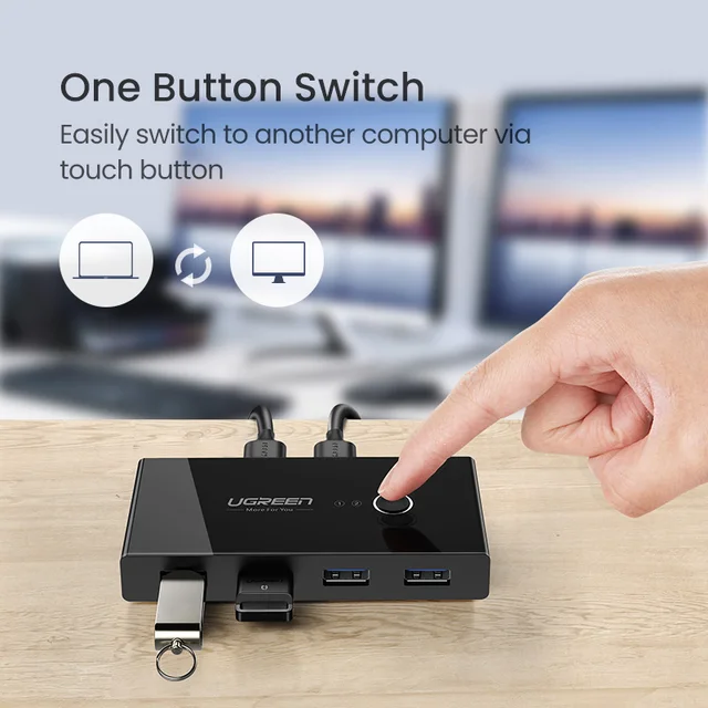 Ugreen USB KVM Switch USB 3.0 2.0 Switcher for Xiaomi Mi Box Keyboard Mouse Printer Monitor 2 PCs Sharing 4 Devices USB Switch 5