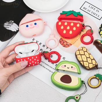 

3D Earphone Case For Airpods Pro Wireless Headphone Cover Cartoon Avocado Strawberry Soft Protector For Apple Air Pods Pro