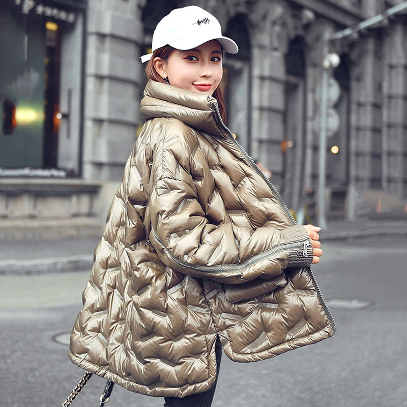 

2019 Bread Service Light Plus Size winter Down Jacket Women Short Paragraph Loose Fashion Cloak Jacket Female Outerwear YRF22