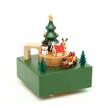 

SHGO HOT-Wood Carousel Christmas Music Box Little Girl Child Birthday Gift Home Furnishings Retro Wooden Decorations Music Box