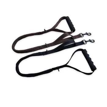

Double handle Large Dog Leash Elastic buffer pet Lead Reflective Traction rope soft foam 2 Handle big Dog Leashes with Carabiner
