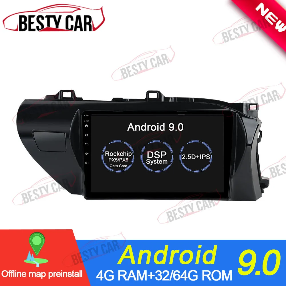 10.1" Android 9.0 Car Multimedia Player Radio Stereo for Toyota Hilux RHD GPS Navigation Bluetooth WIFI MP3 DSP