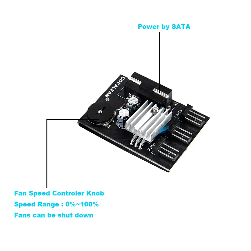 Fan Speed Controller para PC Caso Cooler,