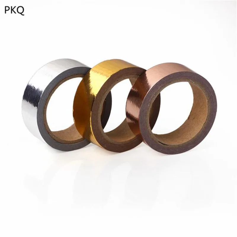 15mm x10m Hot Stamping Silver Rose Gold Masking Tape Simple Solid Color Washi Paper Diary Handmade Decoration Sticker Tapes | Канцтовары