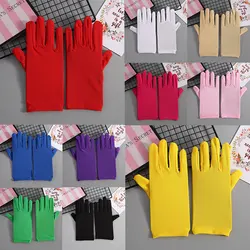 Milk Silk Pure Color Women Spandex Gloves Evening Party Formal Prom Costume Etiquette Gloves Solid Color Short Ceremonial Gloves