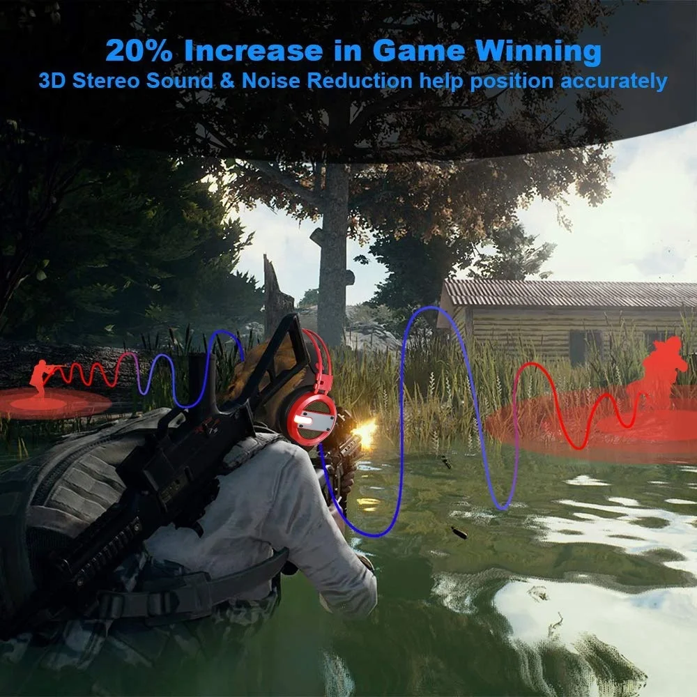 Gaming Headset Headphone Bass Over-Ear Noise Cancel Wired Gaming Headset with Microphone LED Light Earphone for PC PS4 Laptop