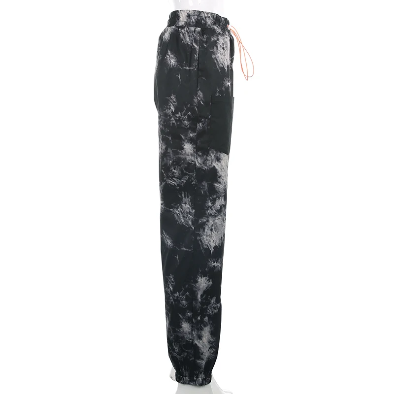 Женские брюки-карго Sweetown Tie Dye Camoflage, новинка, модные мешковатые брюки с высокой талией и карманами в стиле хип-хоп, уличные брюки