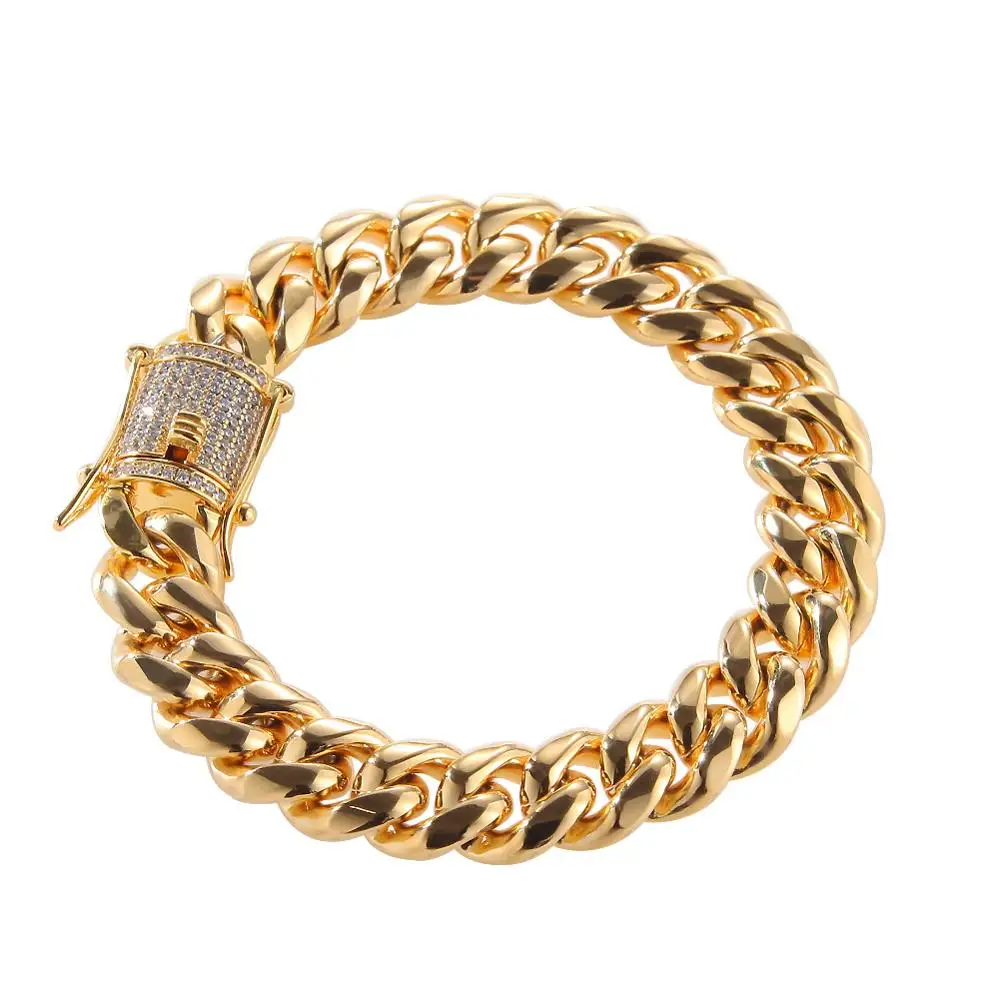 Колье из нержавеющей стали 12 14 мм 2 цвета массивная кубинская цепочка Майами