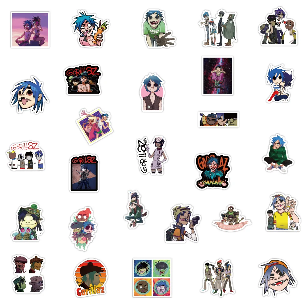 Gorillaz Band Waterproof Graffiti Sticker Set - Vibrant Decorative Decals