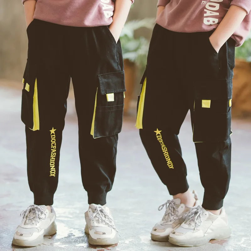 

Hot boys trousers 4-15 years old Multi-pocket Corduroy pants boys sports and leisure cargo pants Leg Korean fashion versatile