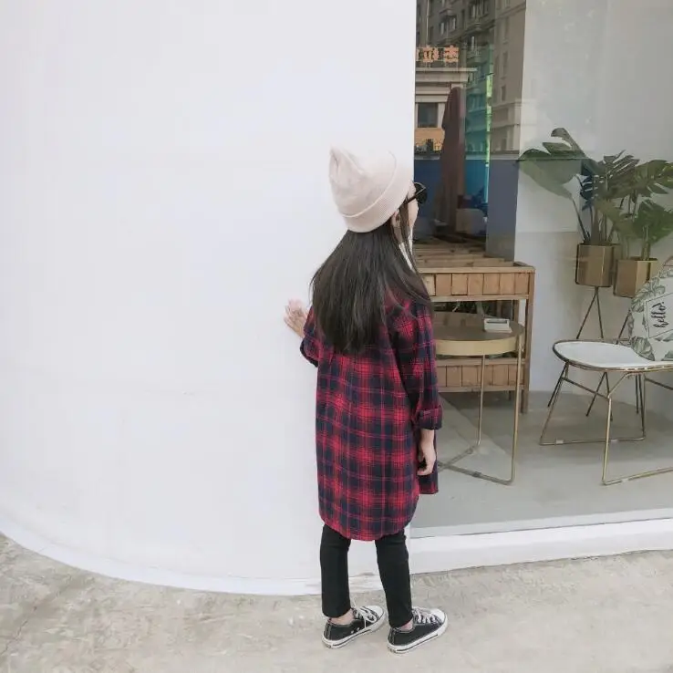 New Style Girls Plaid Shirt Autumn Cotton Fashion Girls Blouse 2-8t PZ101