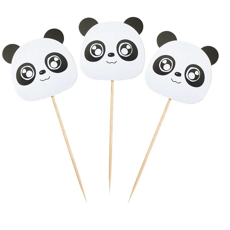 6pcs cake topper Мультфильм животных панда тематическая вечеринка на день рождения украшения детский душ одноразовые посуда гелиевые шары Подарочная сумка баннер соломинки - Цвет: 6pcs cake topper
