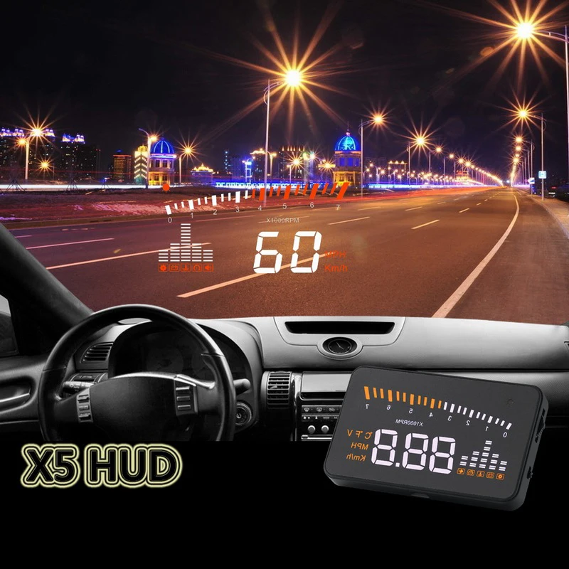 X5 автомобильный HUD OBD II Дисплей на голову система Предупреждение о превышении скорости проектор лобовое стекло авто электронная сигнализация напряжения