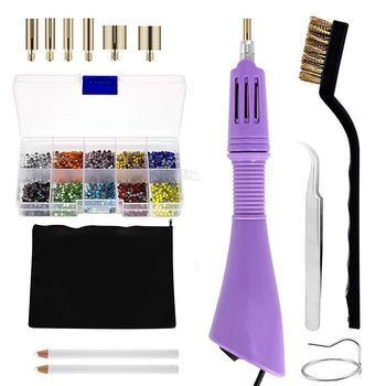 

GTBL DIY Hot Fix Rhinestone Applicator Wand Setter Tool Kit with 7 Different Sizes Tips,Brush Cleaning Tweezers Kit and 2 PCS Ho