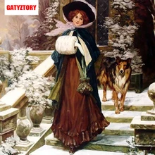 GATYZTORY 5D алмазная живопись Полная площадь DIY домашний декор мозаичные Стразы Картина на холсте с логотипом на заказ Настенная картина для женщин с собакой