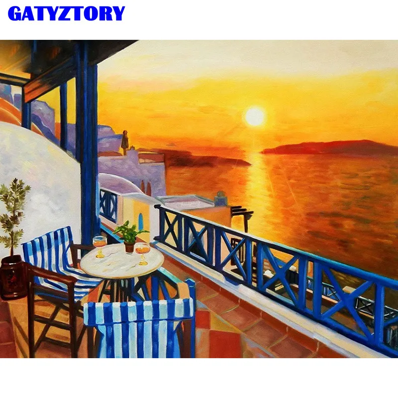 

GATYZTORY Frame Diy Painting By Numbers Kit Landscape Coloring By Numbers Wall Art Picture Unique Gift For Home Decors 40x50cm