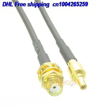

EMS/ DHL 50pcs CRC9 male plug to SMA female bulkhead straight RG174 Jumper pigtail 6" cable 22j