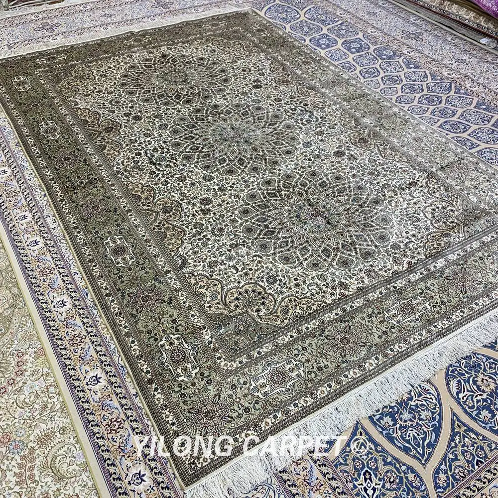 YILONG 6'x9' кашмирский ручной персидский ковер vantage изысканный бежевый шелковый ковер(YXR371A