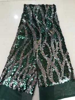 

green Sequins Nigerian Lace Fabric Dubai Embroidered French Tulle Lace Latest African Lace Fabric FFD-1110
