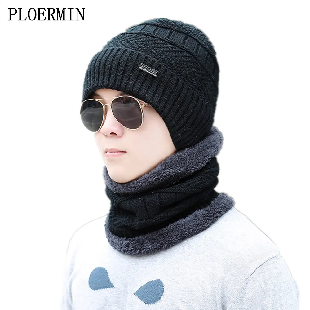 

2018 Winter Beanie Hat Scarf skullies beanies Soft Skull Warm Baggy Cap Mask Gorros Winter Hats For Men Women Knitted Hat