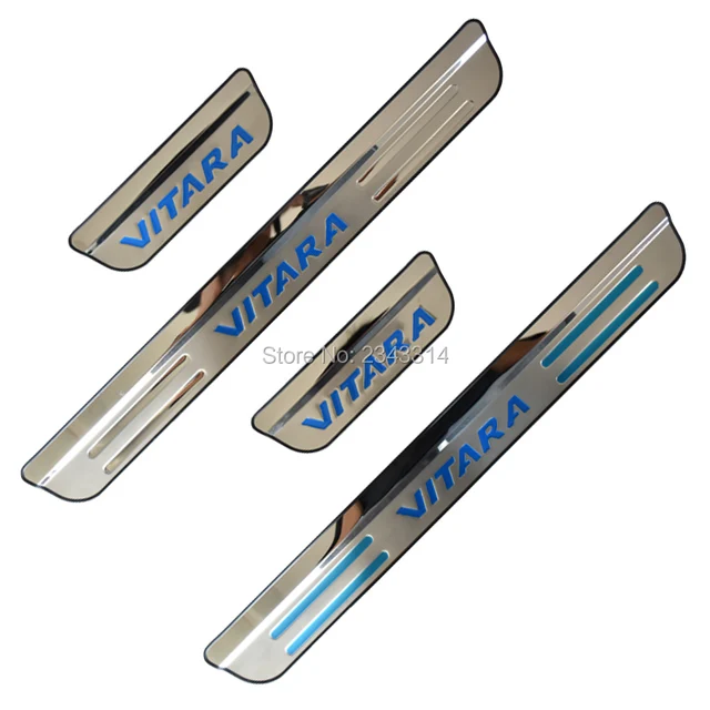 For Suzuki Vitara 2015-2021 Accessories Stainless Door Sill Kick Scuff Plate Guard Pedal Protector Trim Step Cover Car Styling Blue
