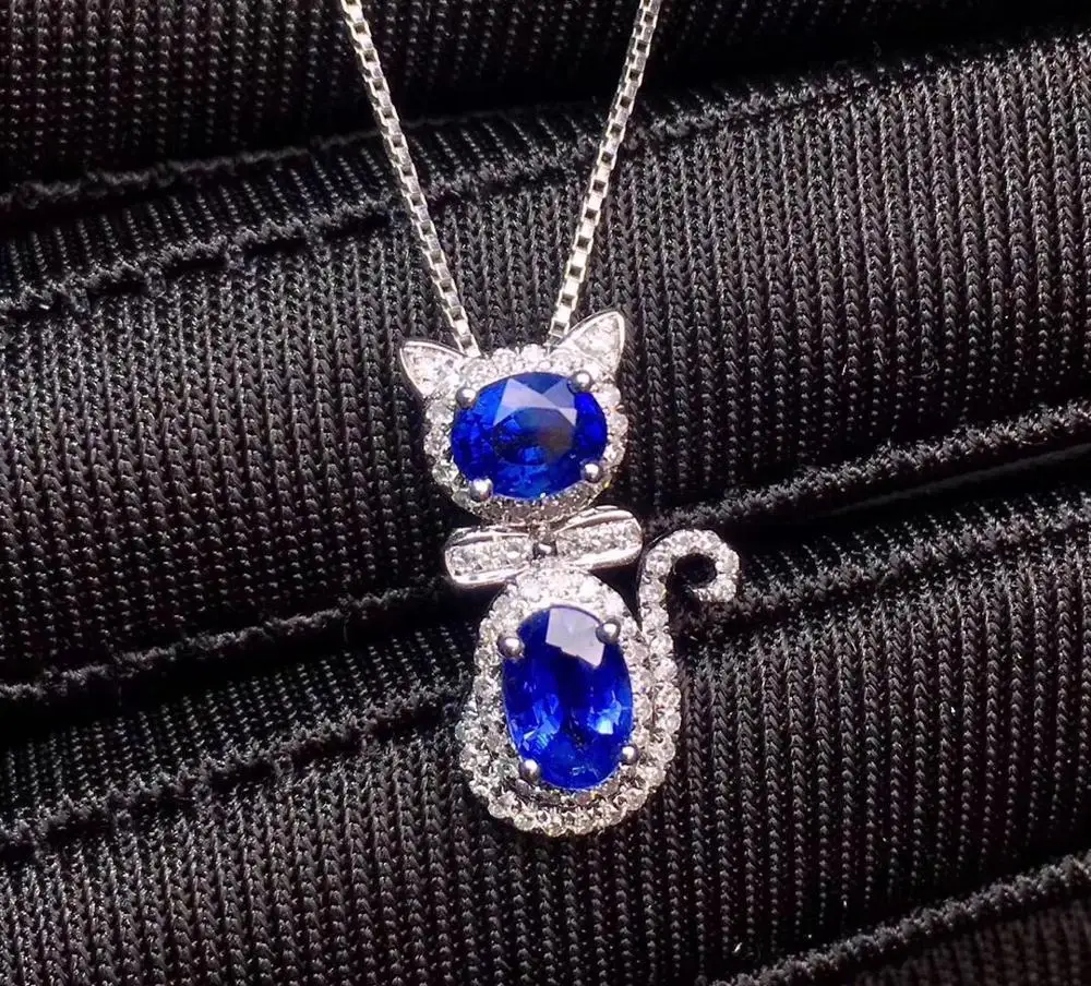 Сапфировая подвеска Настоящее чистое 18 K золото ювелирные изделия натуральный Королевский синий сапфир 1ct подвески для милое Женское Ожерелье