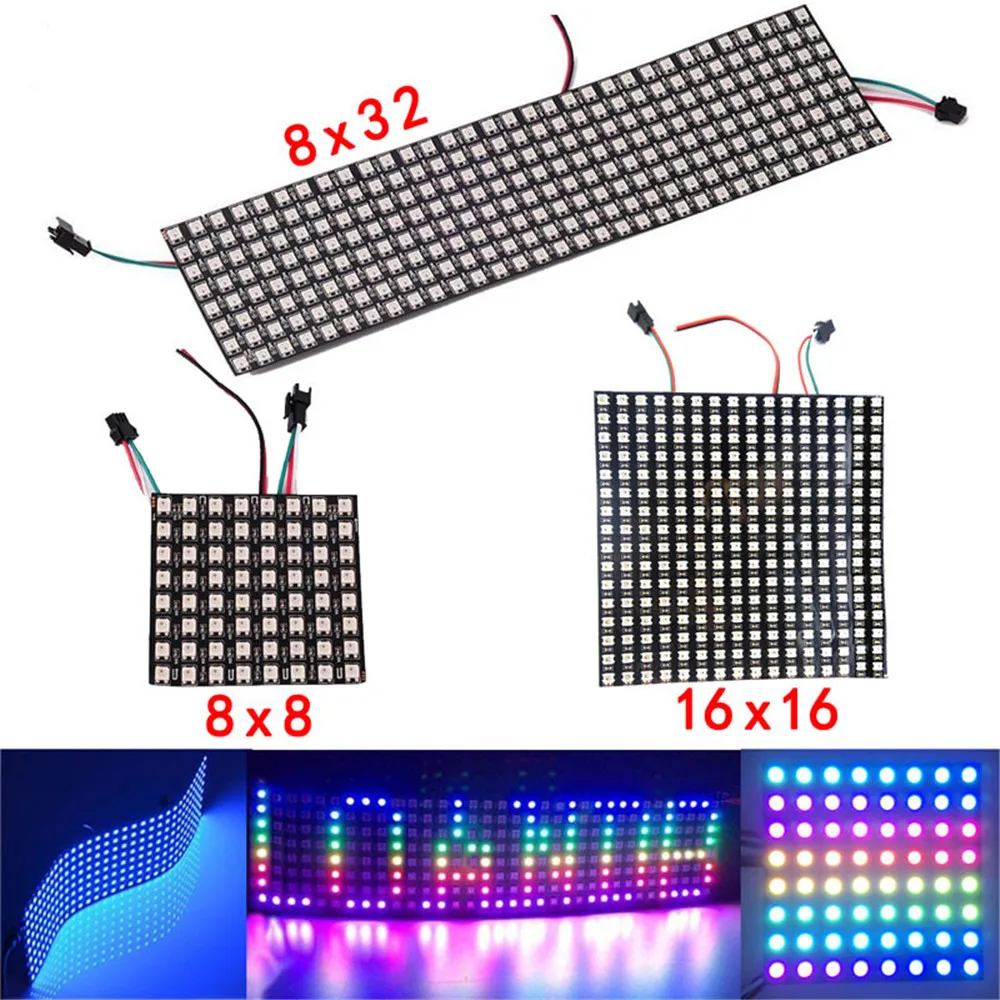 

ws2812b led Pixels light strip 8x8 16x16 8x32 ws2812 leds Panel Pixel screen RGB Individually addressable strips address lamp 5V