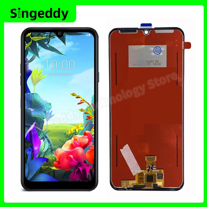 

LCD экран на LG k40s, x430, x430emw, полный дисплей, сенсорный экран, дигитайзер в сборе, замена, с рамкой, черный, 6,1 дюйма