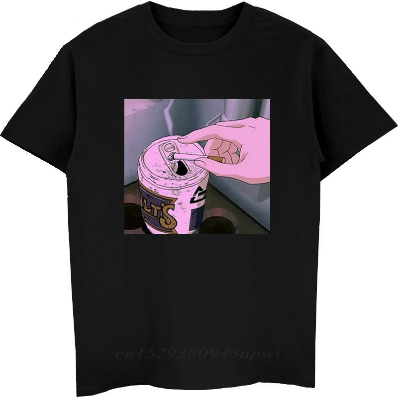 Футболка мужская с рисунком грустного аниме Vaporwave Повседневная футболка из 100%