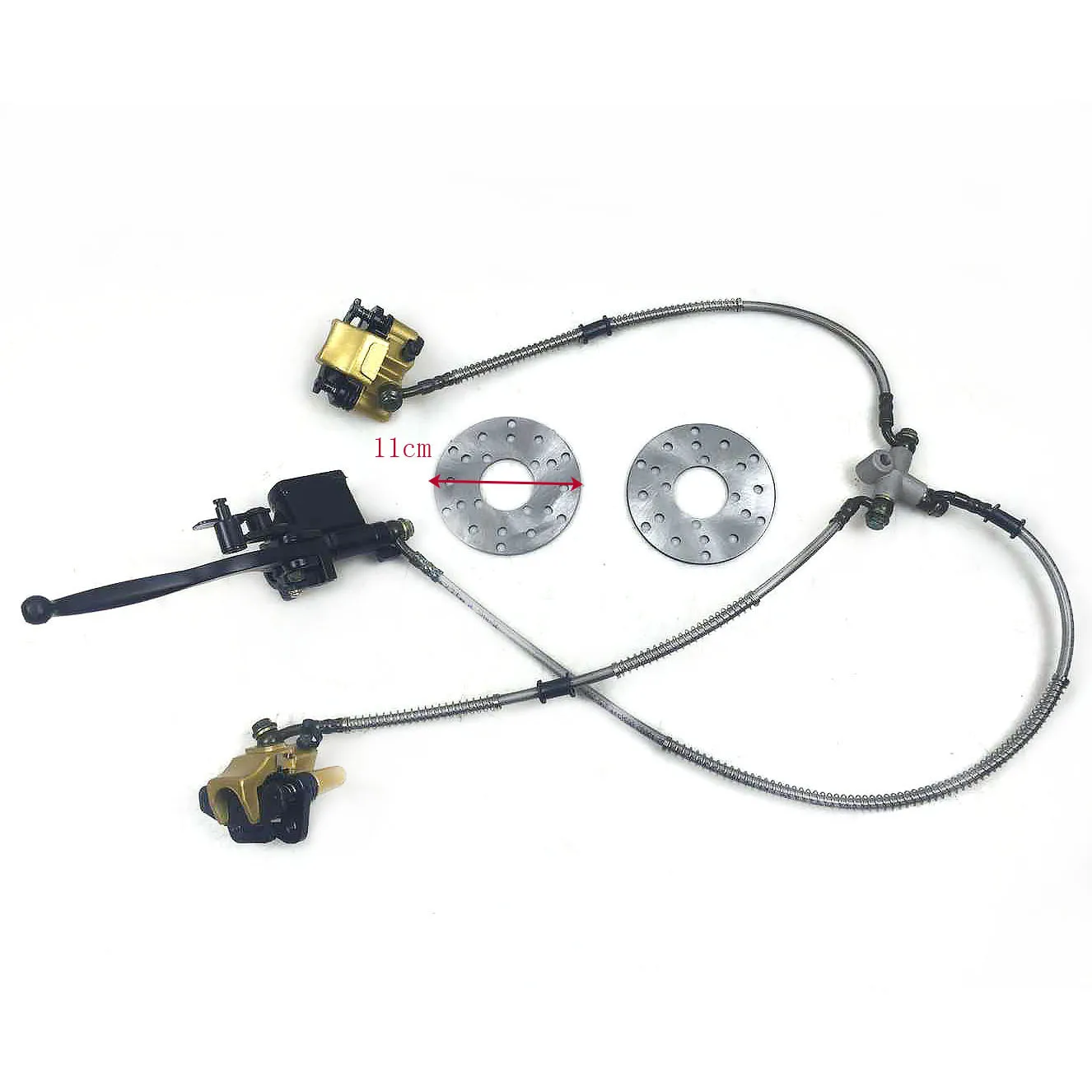 

ATV&UTV 2 in 1 Handle Bar Lever Hydraulic Brake Pump Calipers With Brake Disc110mm Used For ATV 49cc 110cc Bike Go Kart Buggy