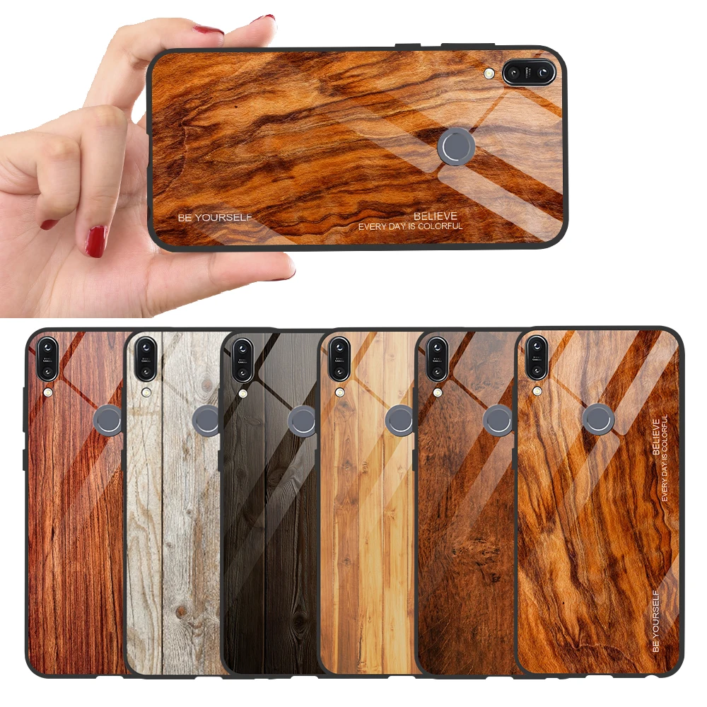New Shockproof Phone Case for ASUS Zenfone Max Pro M1 ZB602KL ZB601KL Wood Grain Tempered Glass Cover M2 ZB633KL Capa |