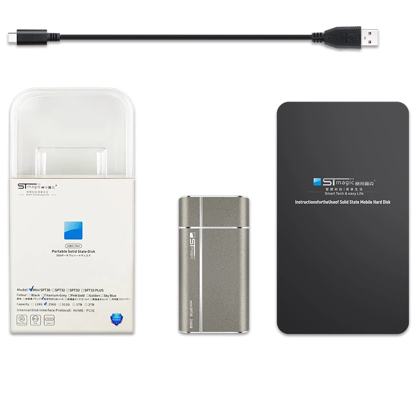 Stmagic SPT30 ̴ ޴ SSD Gen1 USB3.1 TYPE-C ̽ 128GB 256GB 512GB 1 ׶Ʈ  duro externo Macbook Ʈ 