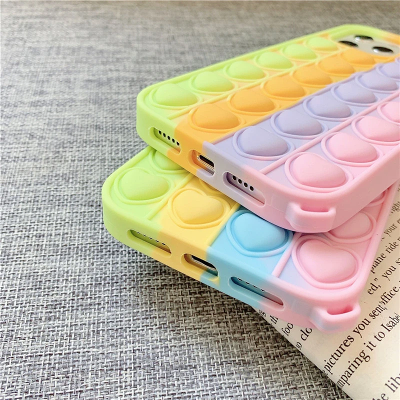 silicone cover with s pen Pop Bubble Fidget Toys Case For Samsung Galaxy S21 S20 FE S10 S9 Plus Note 9 10 20 Ultra 5G Rainbow Beans Cartoon Unicorn Cover samsung flip phone cute