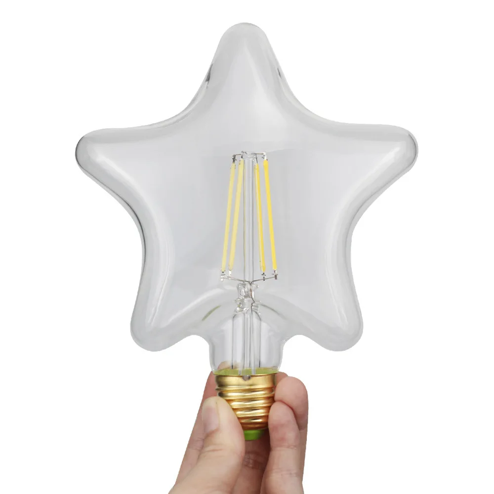 Five-pointed Star Stars White Light LED Vintage Star Fireworks Warm Yellow Holiday Decorative Light Bulb 4000K E27