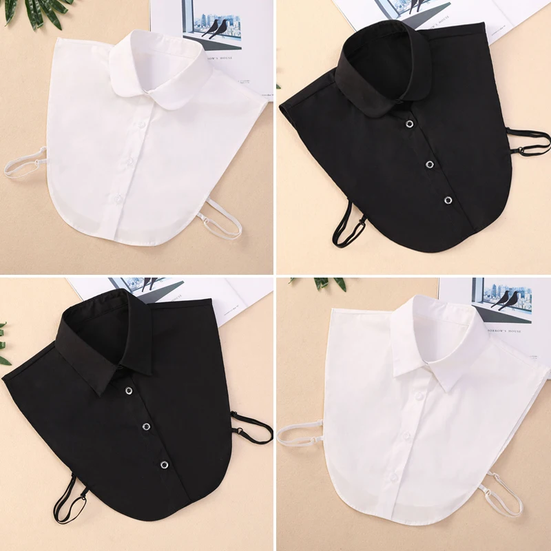 

Classic Women Detachable Lapel Fake Collar Ruffles Lace Cotton Shirt Fake False Collar Blouse Removable False Half Shirt Blouse